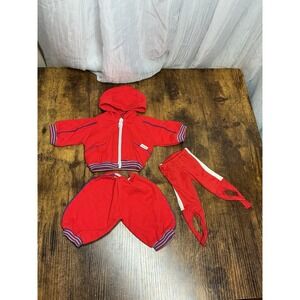 Vintage Red Jogging Outfit Hoodie Pants Fits Fisher Price My Friend Dolls 1970s